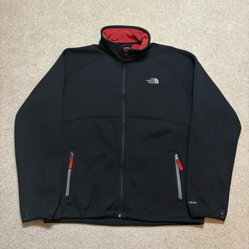 The North Face TKA Stealth Jacket Mens Large Black Fleece Softshell Zip Outdoor